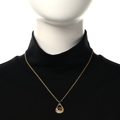 Christian Dior Metal CD Logo Oval Pendant Necklace Gold 2 of 4