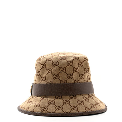 Gucci Monogram Textured Dollar Calfskin GG Jago Bucket Hat M Cacao Beige 3 of 11