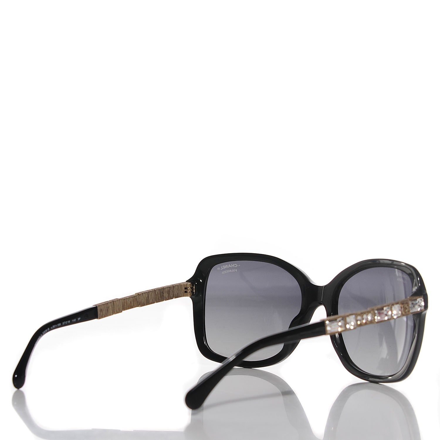 Chanel Crystal Baguette Polarized Square Sunglasses 5308-B Black 2 of 6