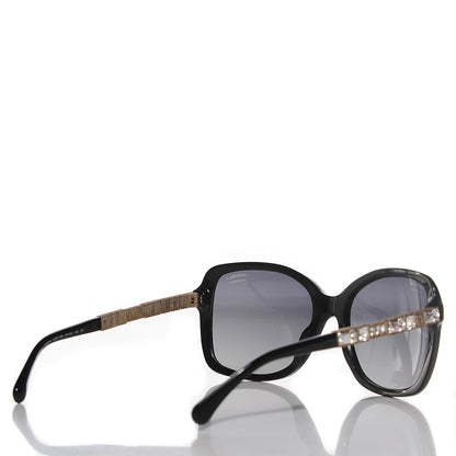 Chanel Crystal Baguette Polarized Square Sunglasses 5308-B Black 2 of 6