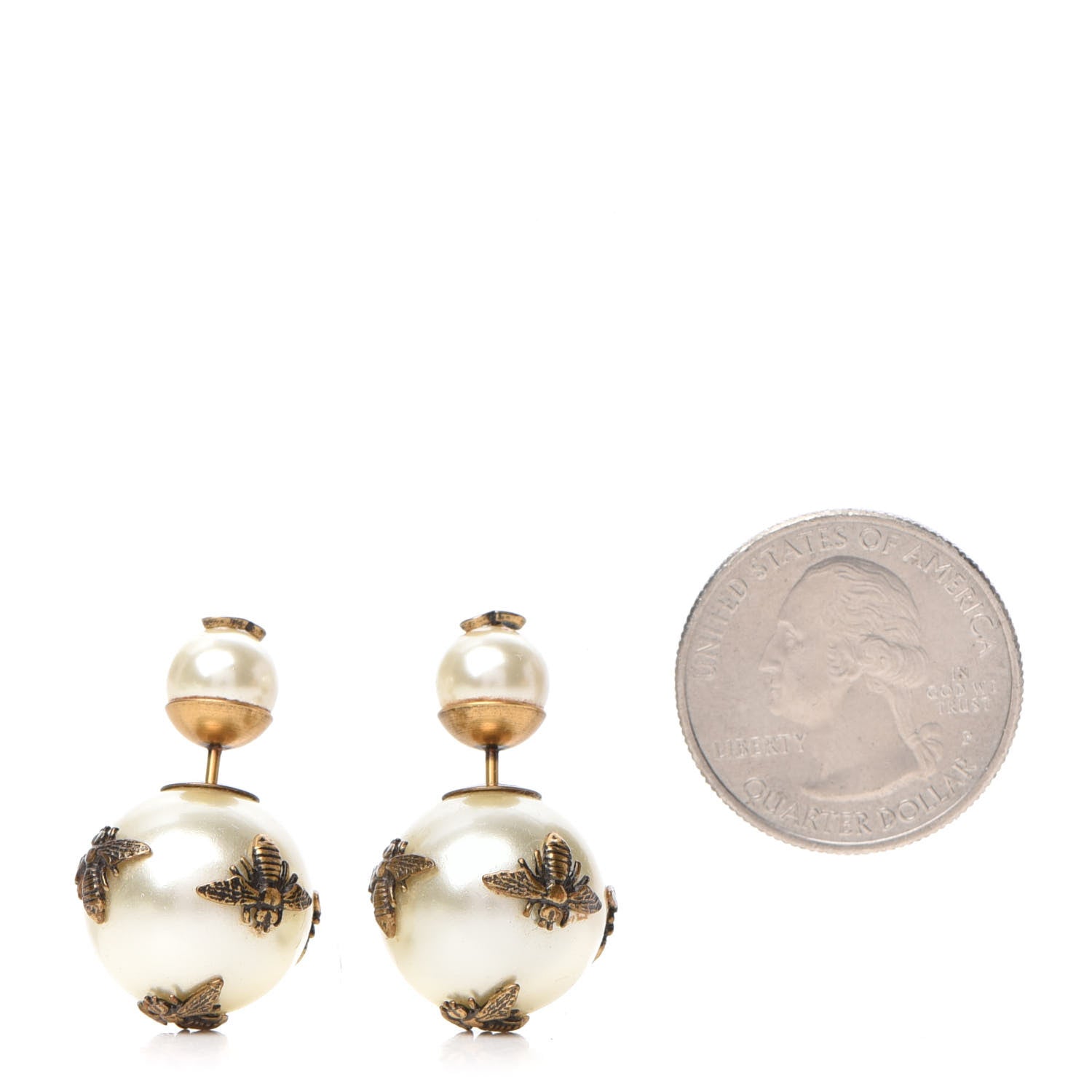 Christian Dior Pearl Tribales Bee Earrings Gold 2 of 4