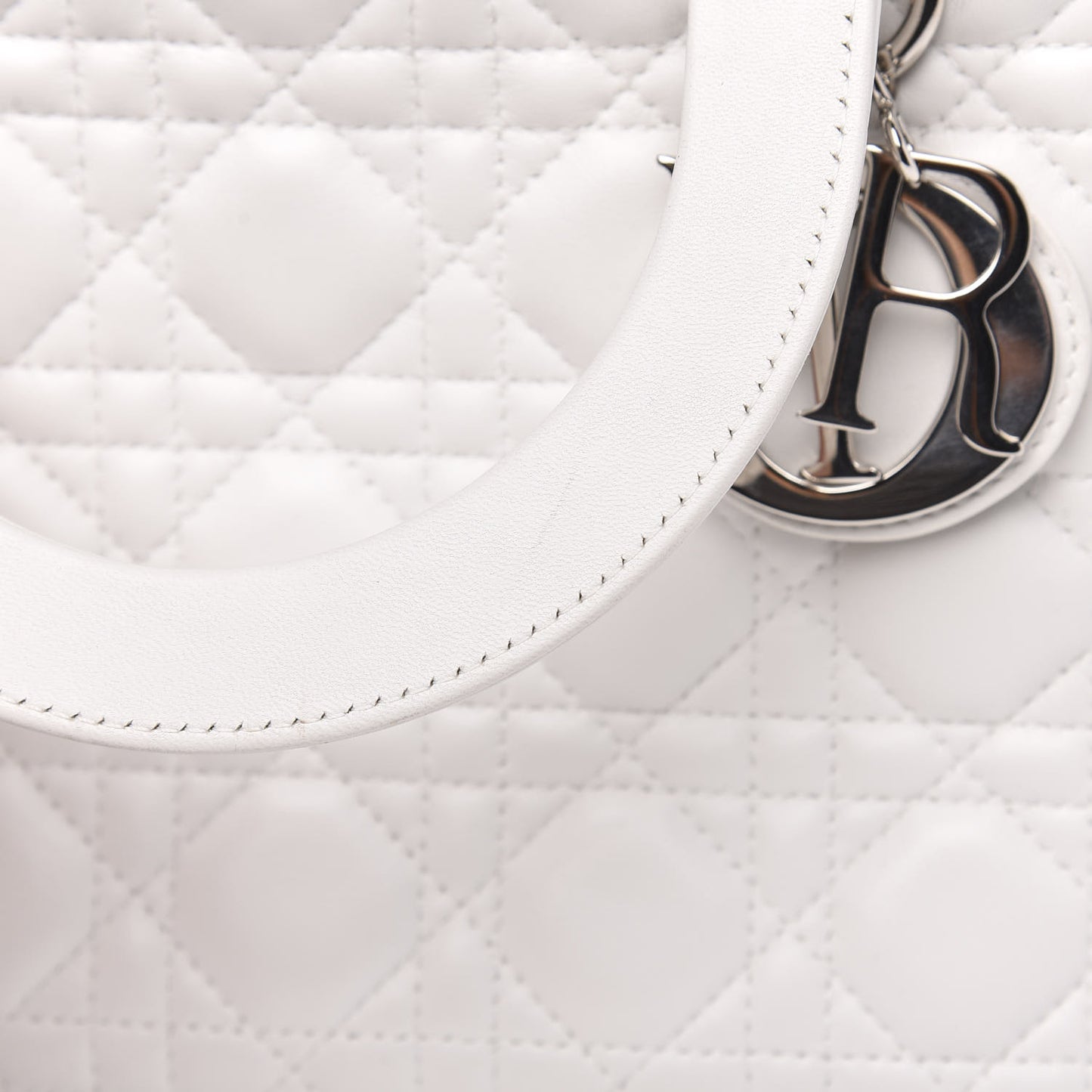 Lambskin Cannage Medium Lady Dior White