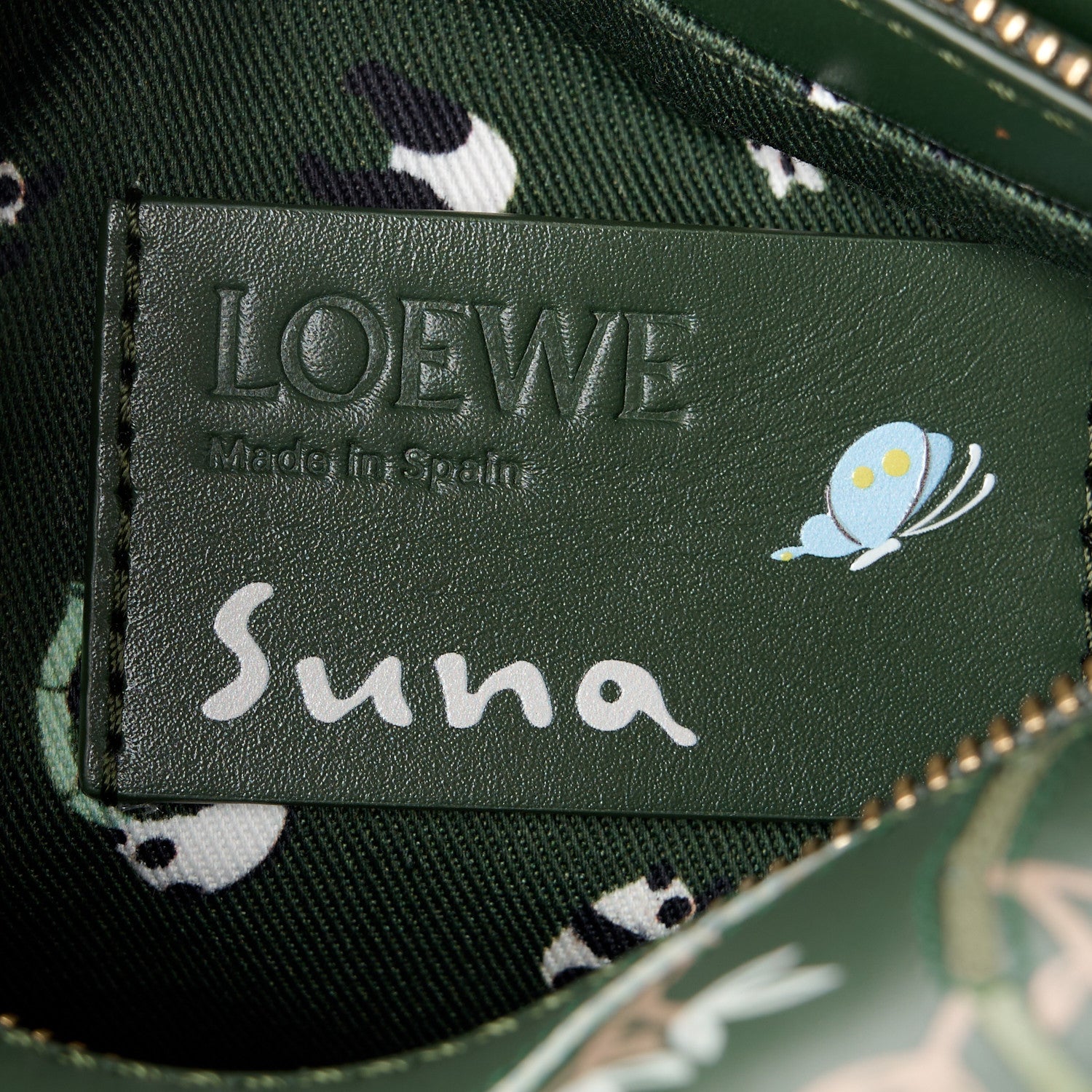 Loewe X SUNA FUJITA Satin Calfskin Mini Pandas Puzzle Edge Bag Bottle Green 6 of 11