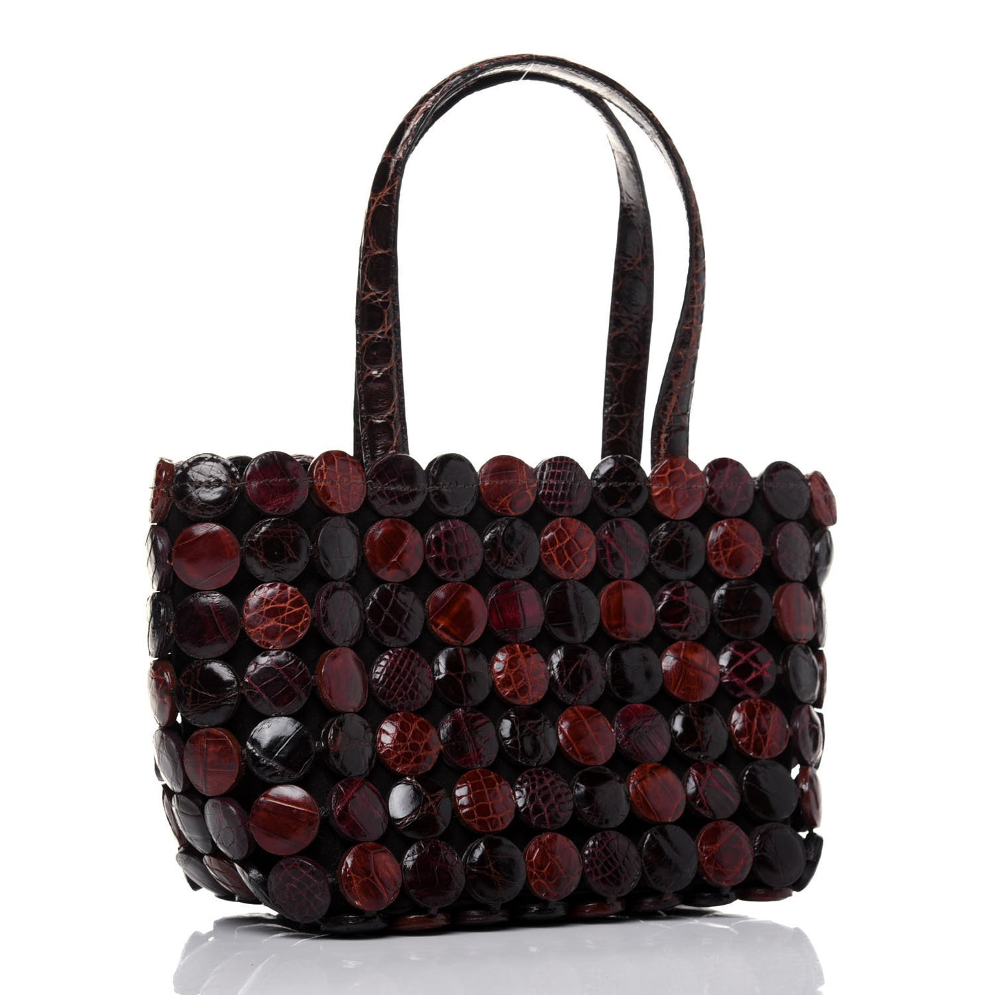 Crocodile Mini Button Tote Brown