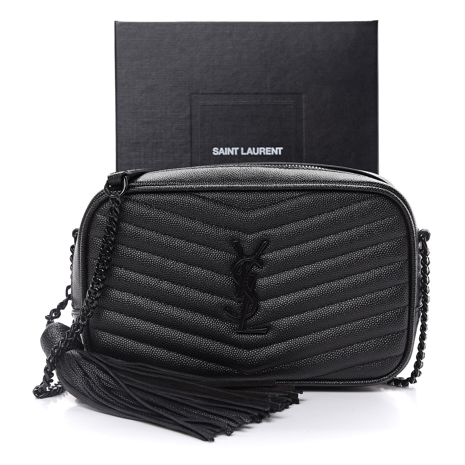 Saint Laurent Grain De Poudre Matelasse Monogram Mini Lou Camera Bag Black 11 of 11