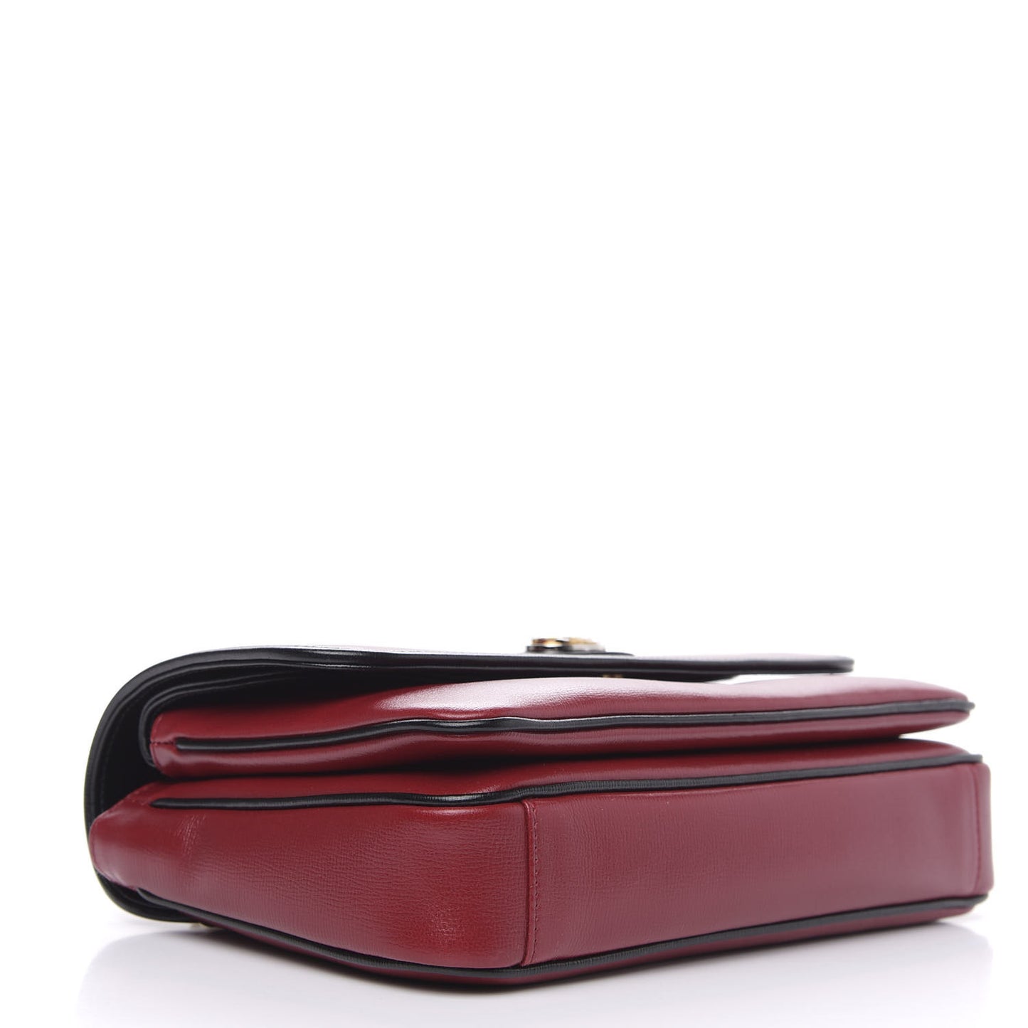 Azalea Calfskin Bi-Color Small Marina Chain Shoulder Bag New Cherry Red Black