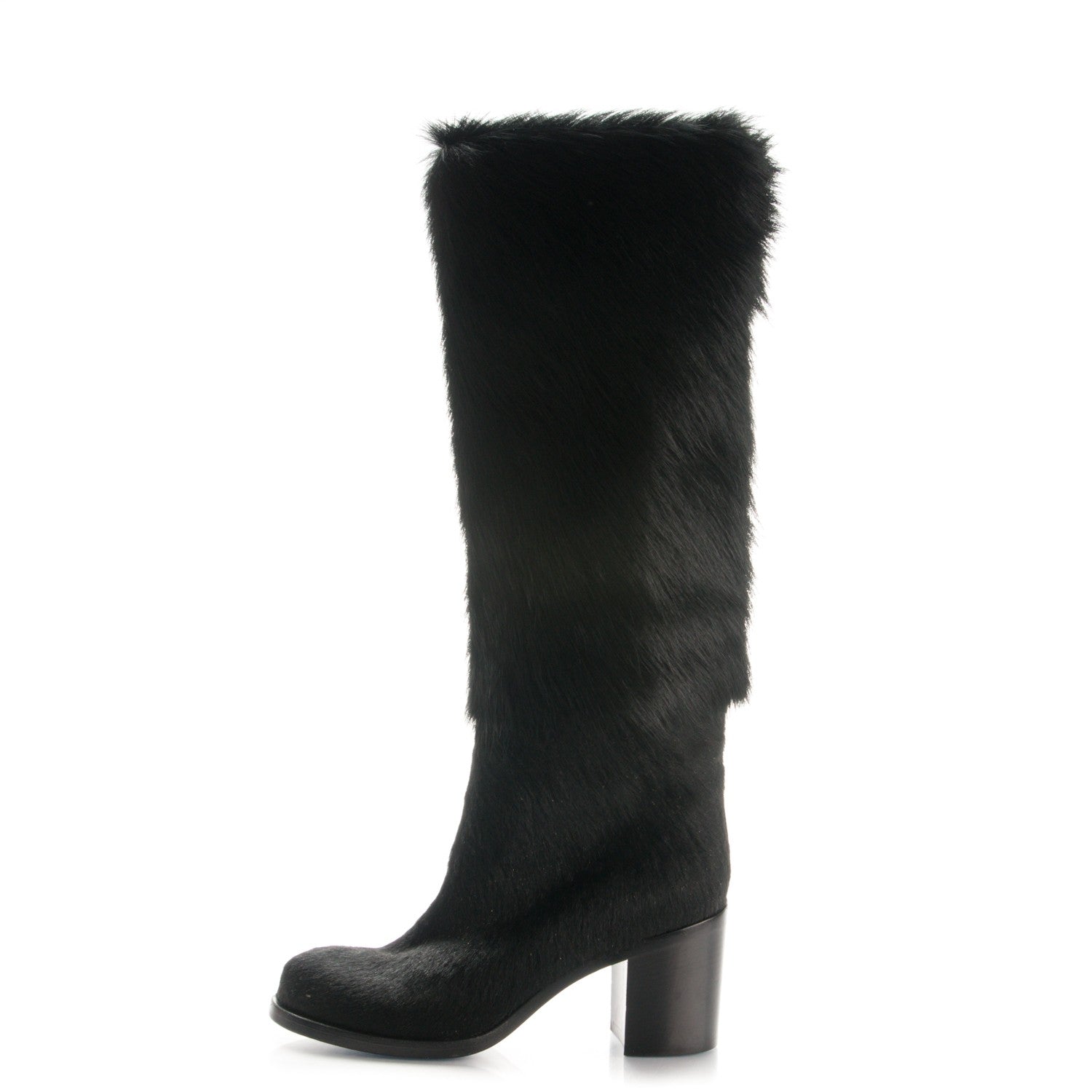 Chanel Pony Hair High Boots 37 Black 1 of 5