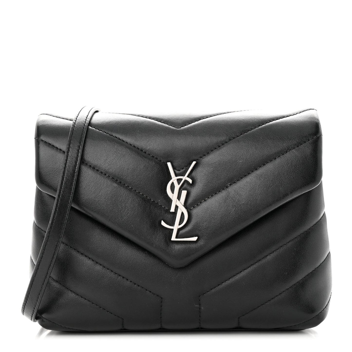 Calfskin Y Quilted Monogram Toy Loulou Crossbody Bag Black