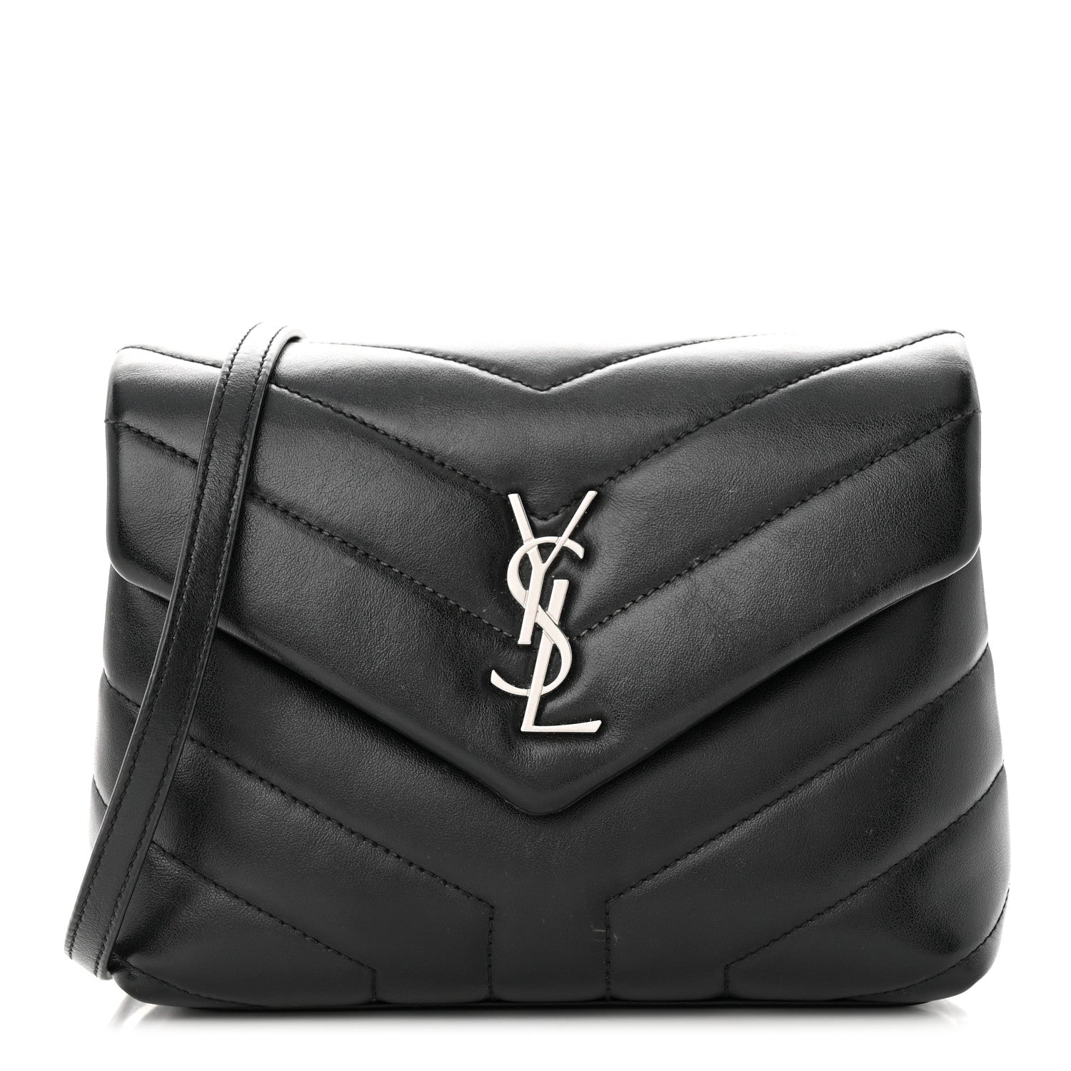 Saint Laurent Calfskin Y Quilted Monogram Toy Loulou Crossbody Bag Black 1 of 15