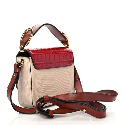 Chloe Calfskin Crocodile Embossed Mini C Double Carry Pink Red 3 of 8