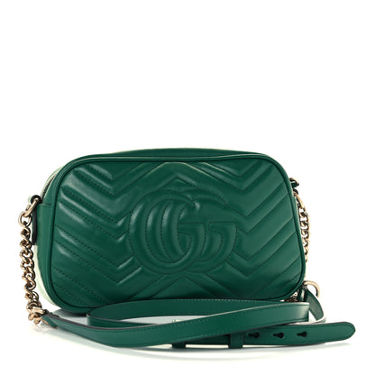 Gucci Calfskin Matelasse Small GG Marmont Chain Shoulder Bag Emerald Green 3 of 11