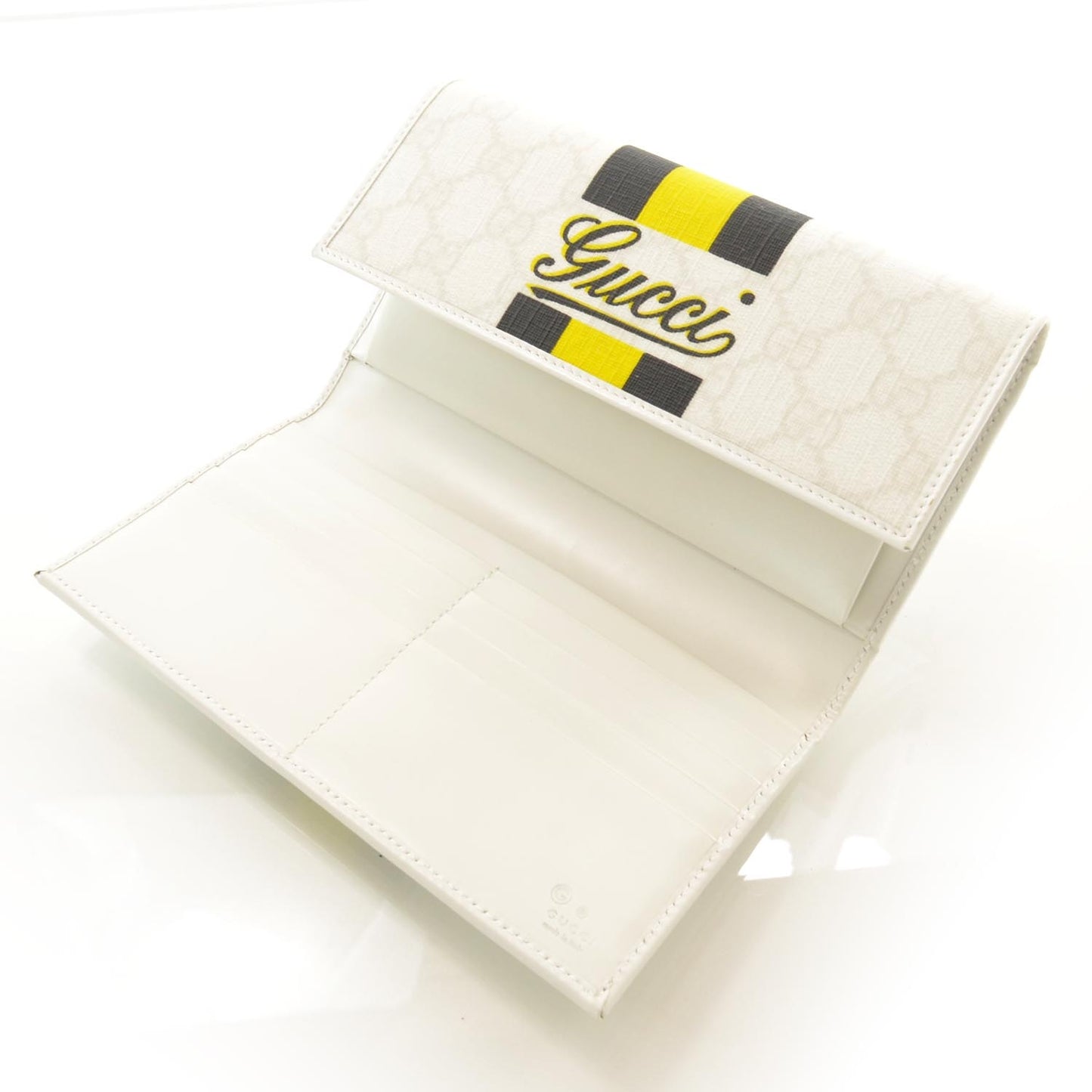 GG Plus Monogram Web Stripe Continental Wallet White