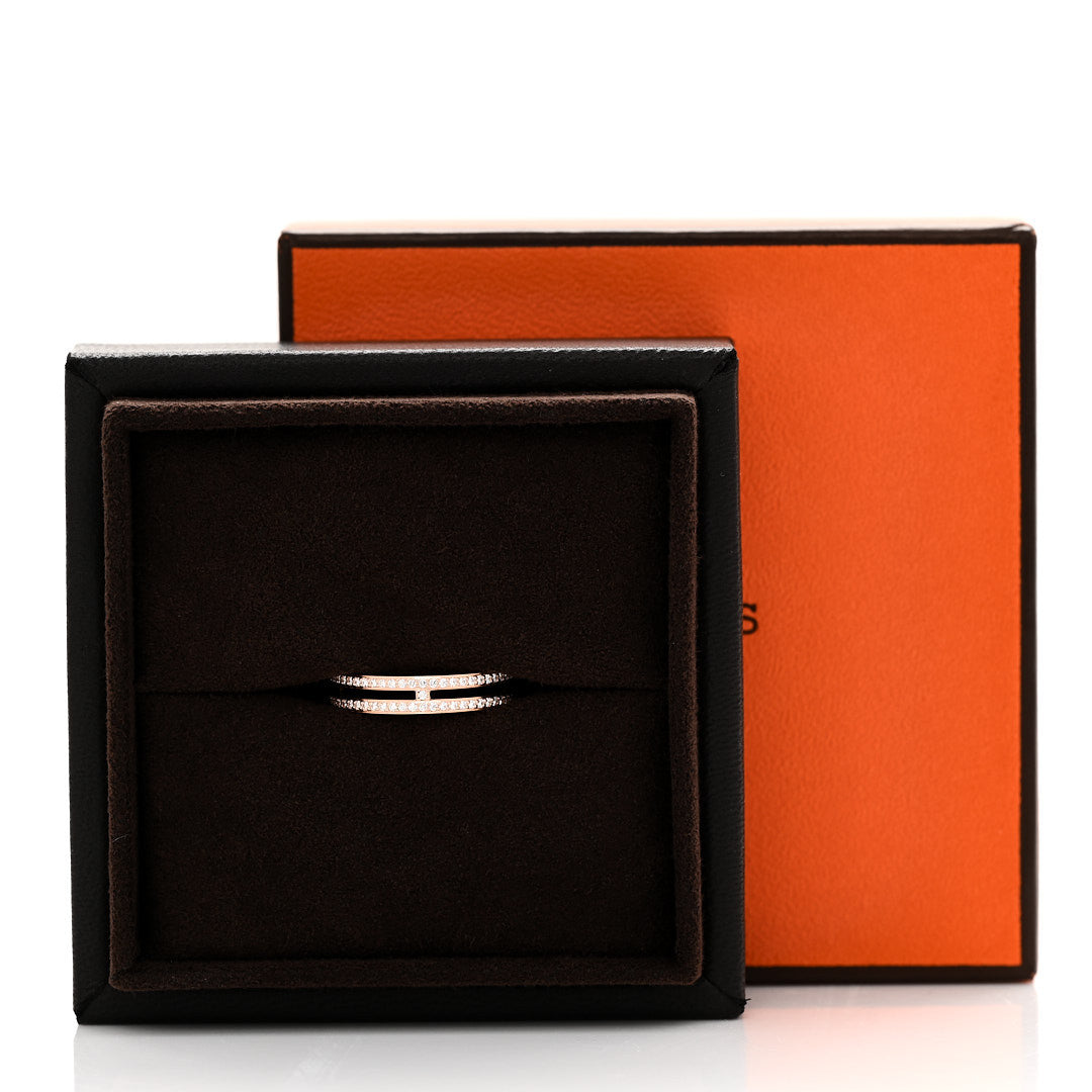 Hermes 18K White Gold Diamond PM d'Ancre Enchainee Ring 54 7 5 of 5