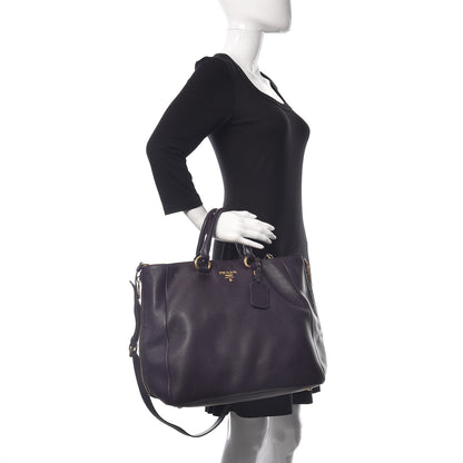 Prada Vitello Daino Side Zip Tote Uva 2 of 10