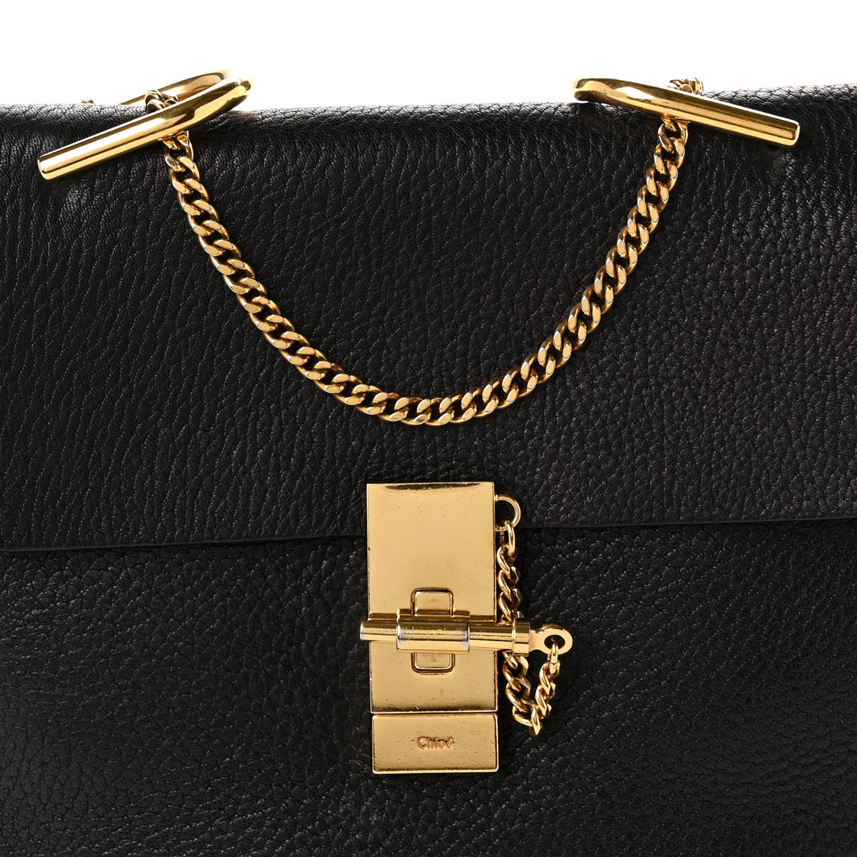 Grained Lambskin Drew Shoulder Bag Black