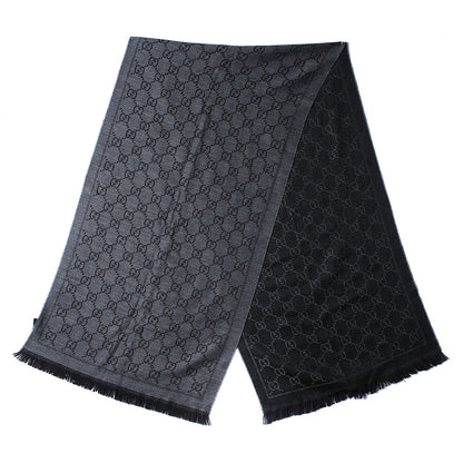 Gucci Wool Monogram Fringe Scarf Anthracite Black 3 of 5