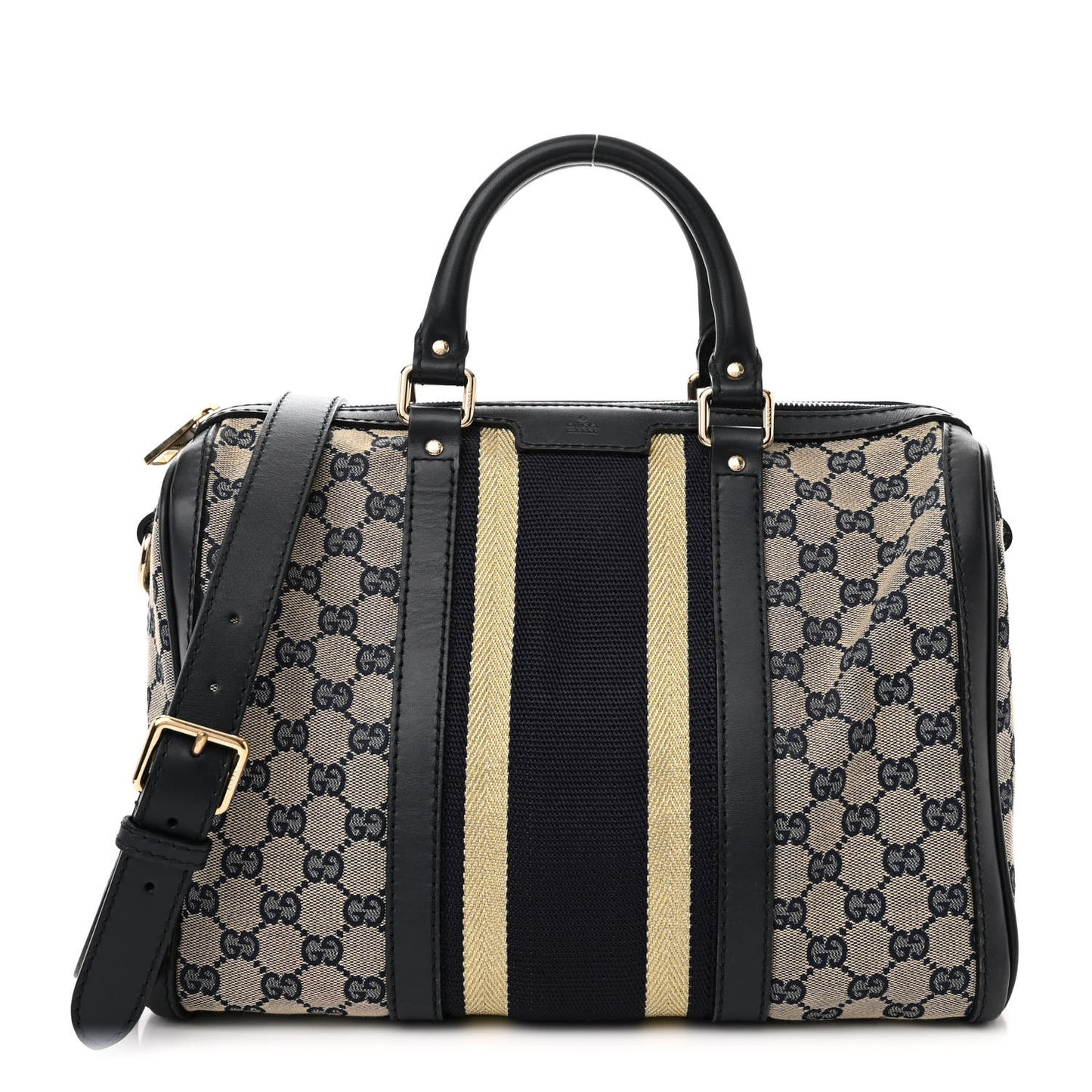 Monogram Vintage Web Medium Boston Gold Navy