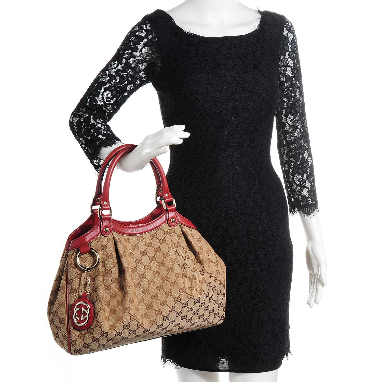 Gucci Monogram Medium Sukey Tote Red 2 of 9