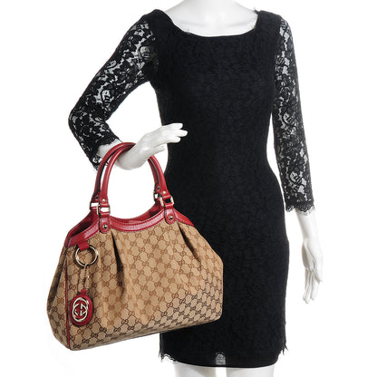 Gucci Monogram Medium Sukey Tote Red 2 of 9