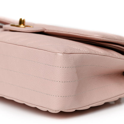 Chanel Calfskin Chevron Quilted Medium Double Flap Light Pink 9 of 10