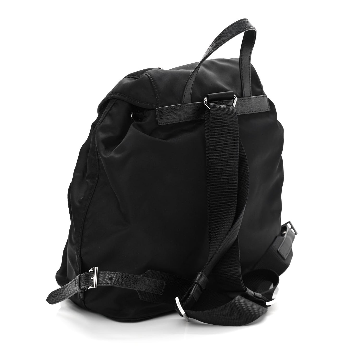 Tessuto Nylon Sequin Metal Triangle Logo Lightning Backpack Black