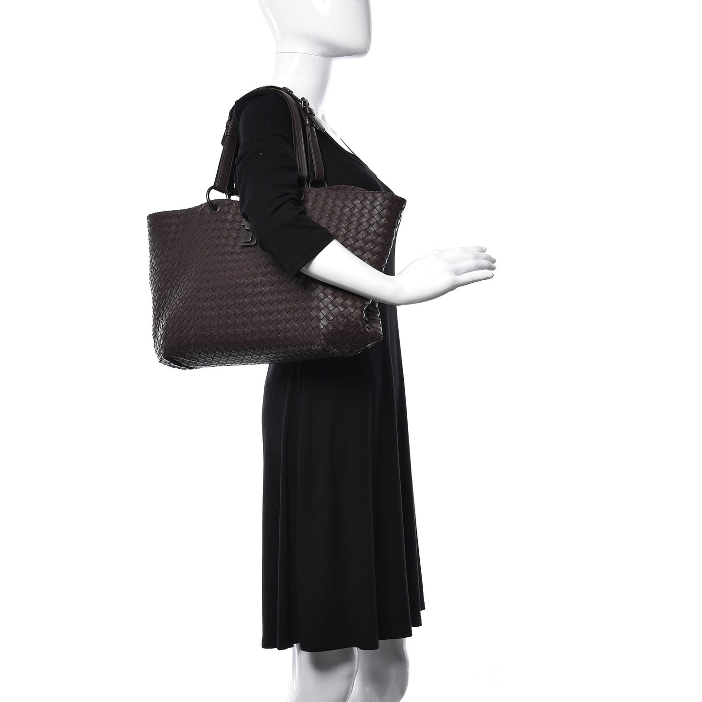 Nappa Intrecciato Large Capri Tote Ebano
