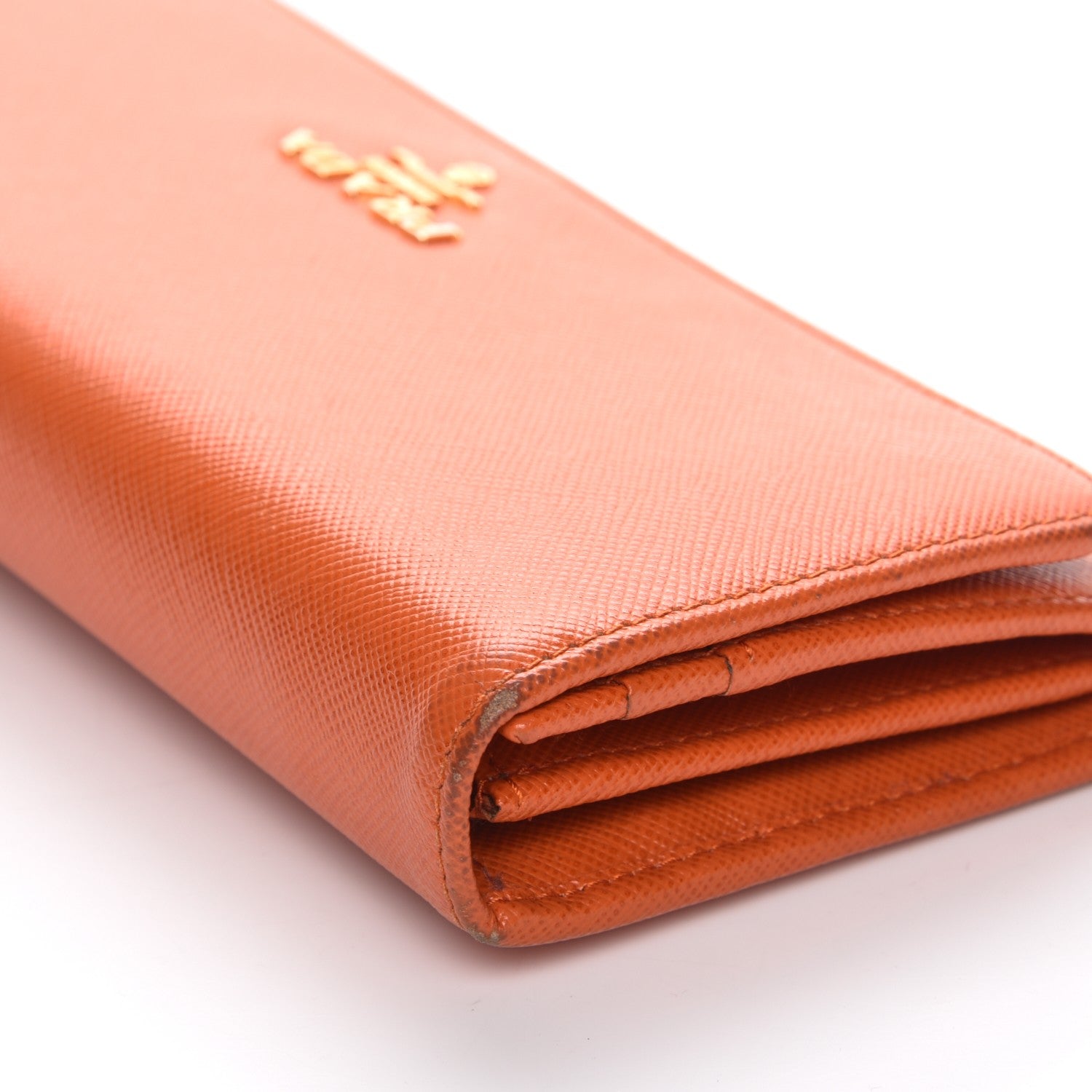 Prada Saffiano Metal Continental Flap Wallet Papaya 9 of 13