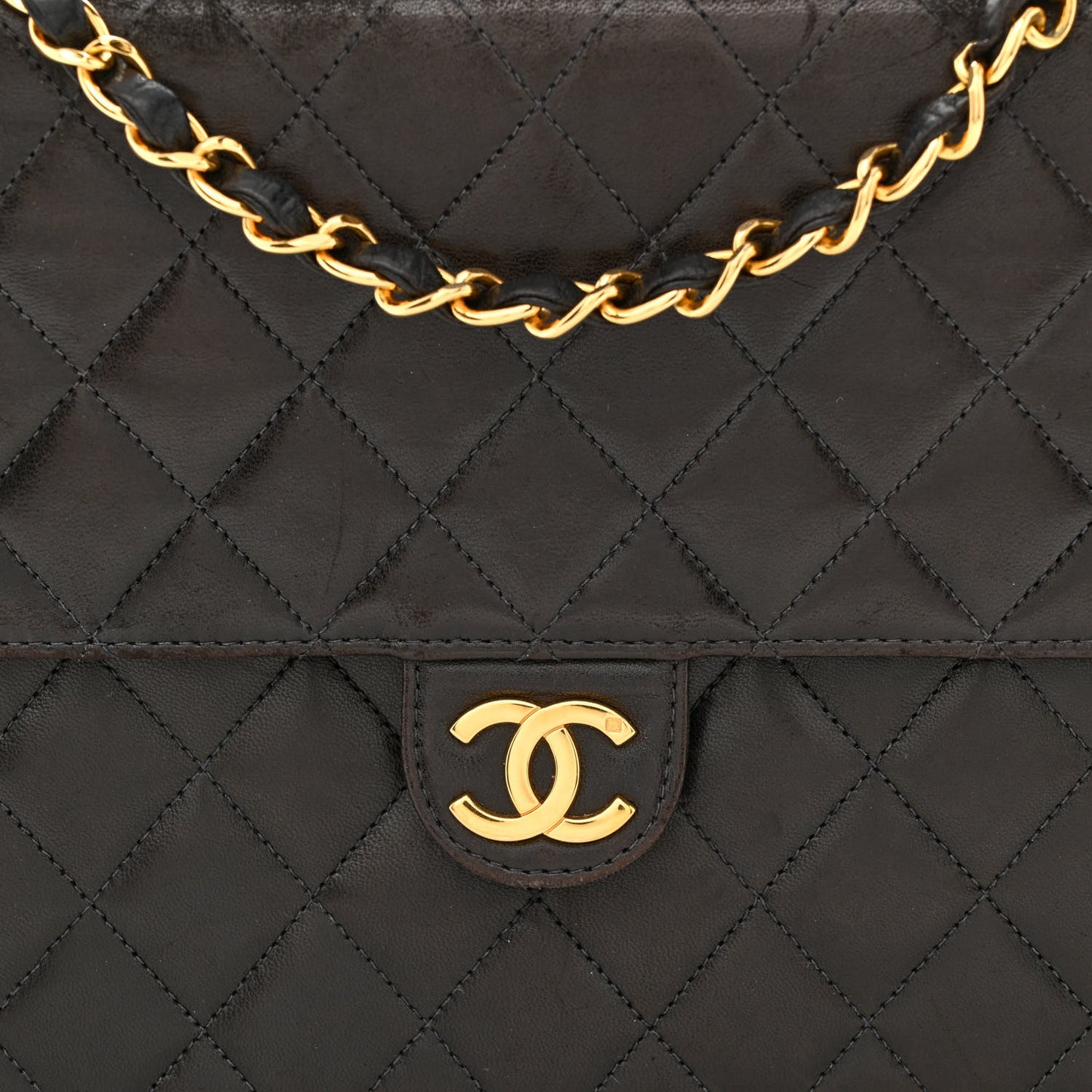 Lambskin Quilted Medium Single Flap Brown