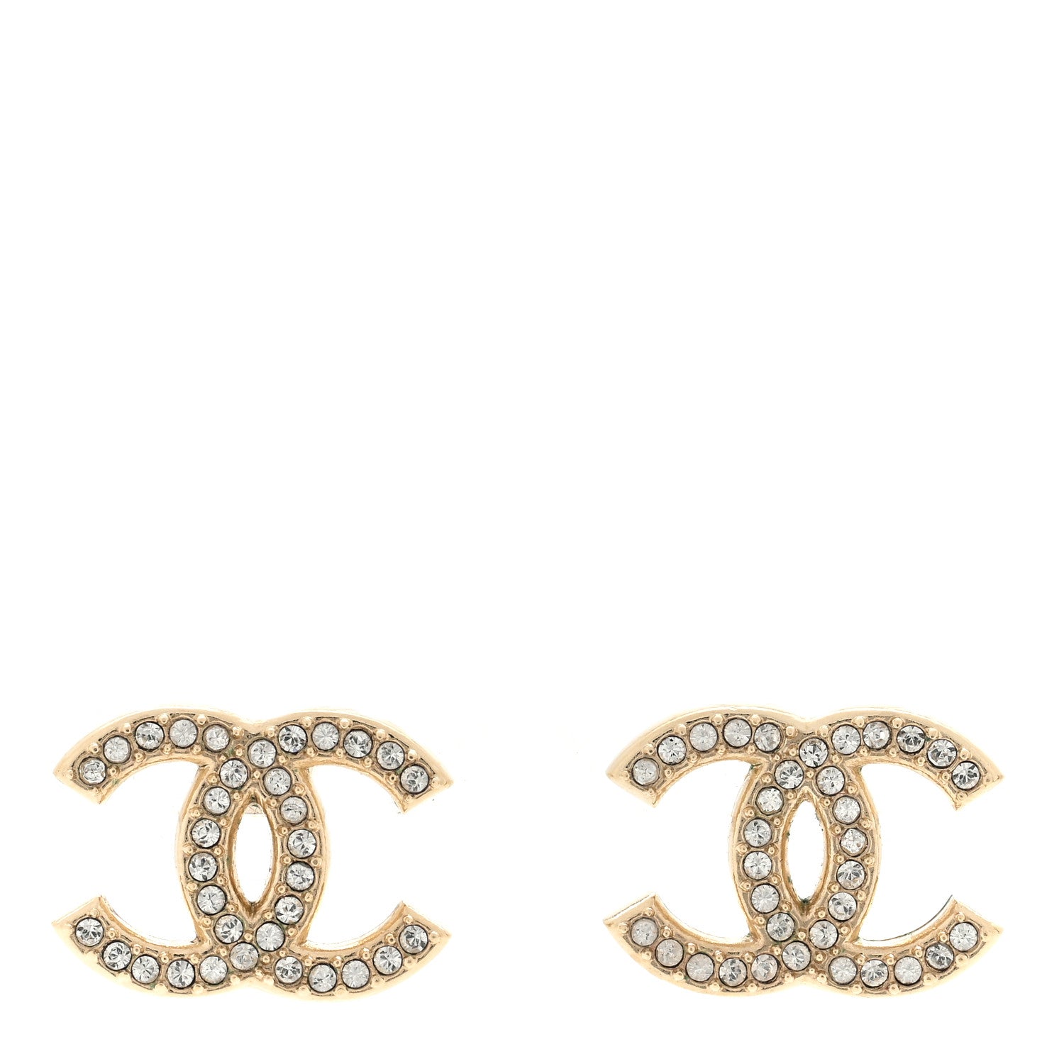 Chanel Crystal CC Earrings Light Gold 1 of 4