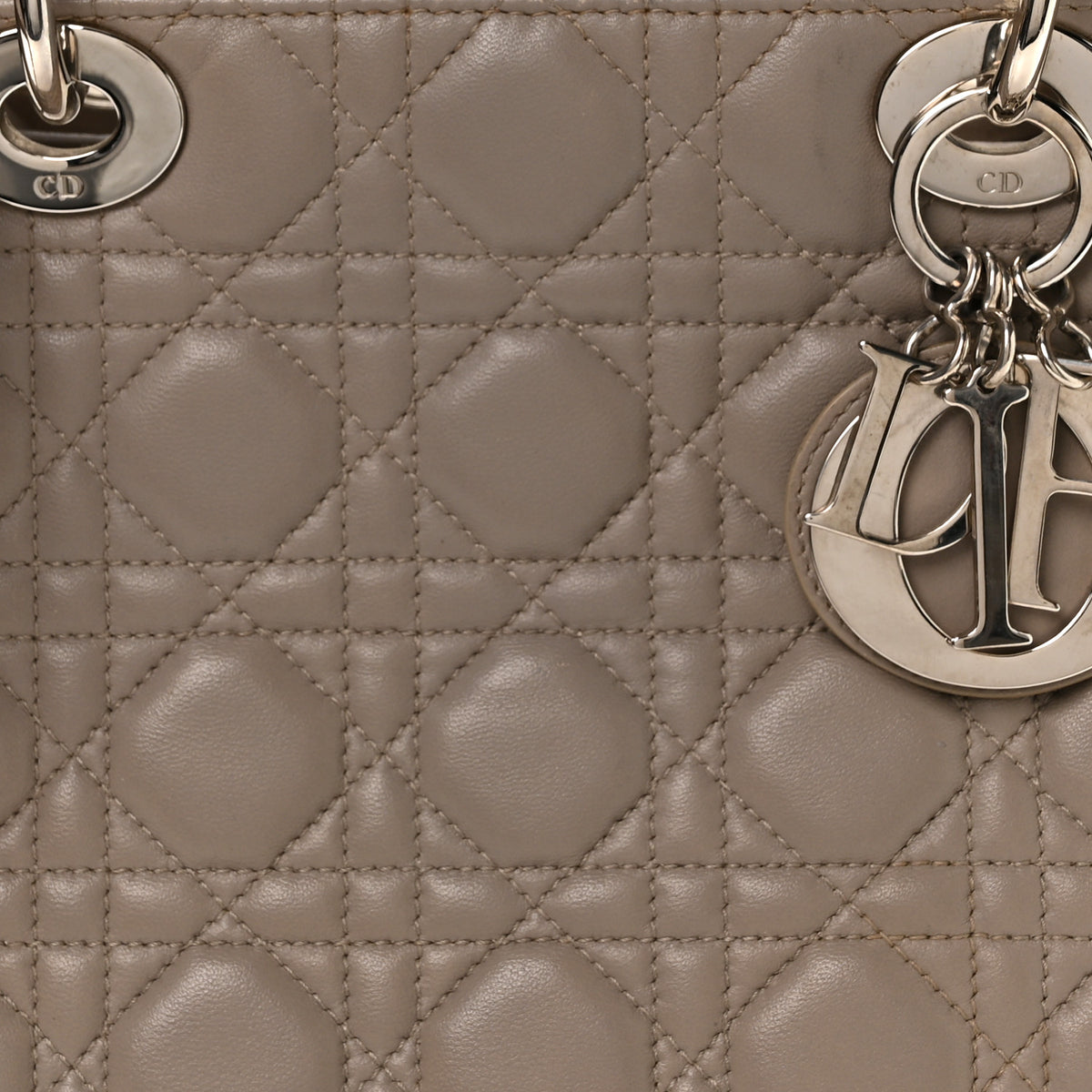 Christian Dior Lambskin Cannage Medium Lady Dior Grey 8 of 10
