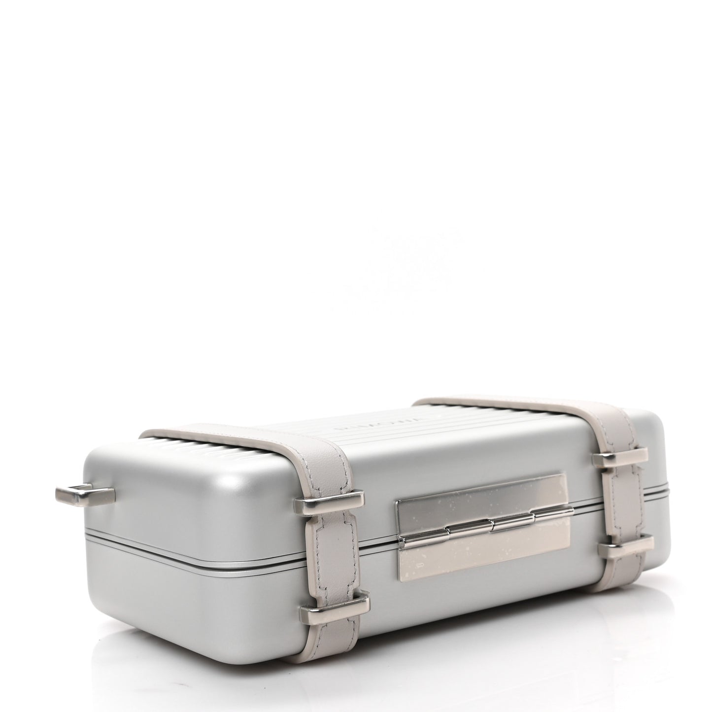 X RIMOWA Aluminum Personal Clutch On Strap Silver