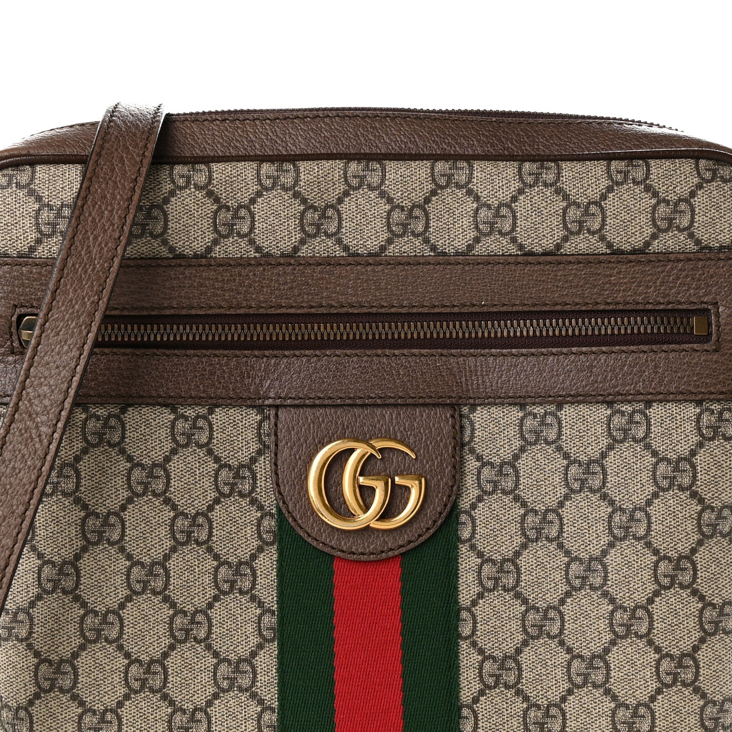 GG Supreme Monogram Web Medium Ophidia Messenger Bag Brown