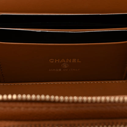 Chanel Caviar Quilted Top Handle Pocket Vanity Case Camel 6 of 12