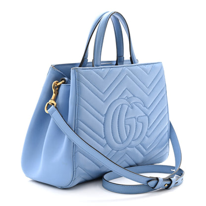 Gucci Calfskin Matelasse Small GG Marmont Tote Clear Sky Blue 2 of 12