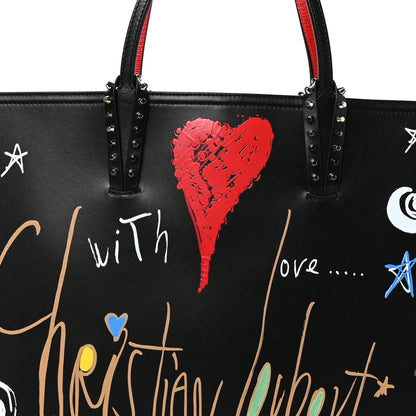 Christian Louboutin Calfskin Loubitag Spikes East West Cabata Tote Black 9 of 11
