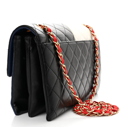 Chanel Lambskin Quilted Colorblock Pagoda Flap Black White Red Navy 3 of 15