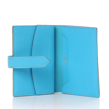 Hermes Chevre Mysore Bearn Card Holder Wallet Bleu Azteque 6 of 8