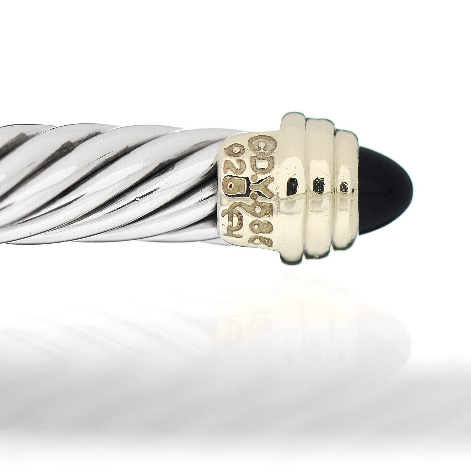 David Yurman Sterling Silver 14K Yellow Gold Black Onyx 5mm Cable Classics Petite Color Bracelet 4 of 4