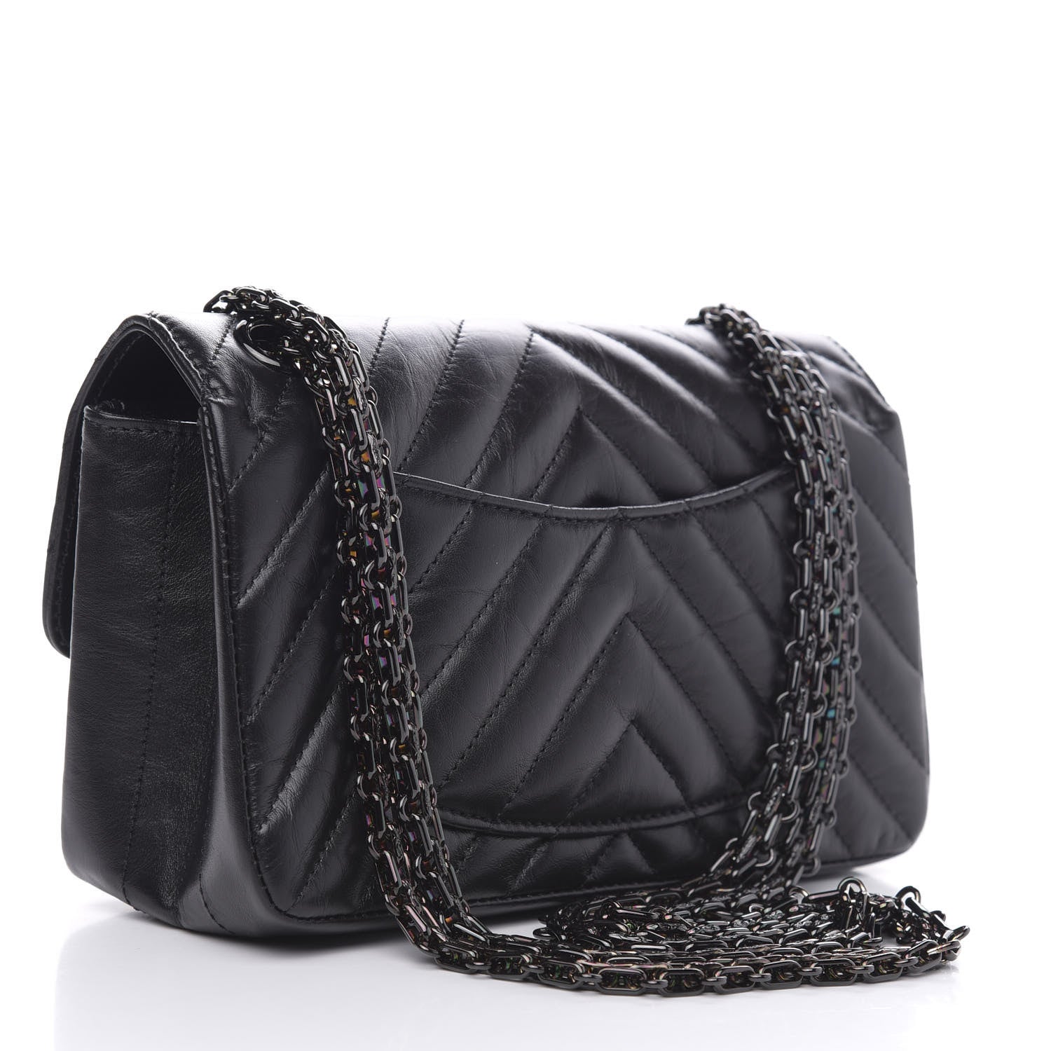 Chanel Aged Calfskin Chevron Quilted 2.55 Reissue Mini Flap So Black 3 of 11