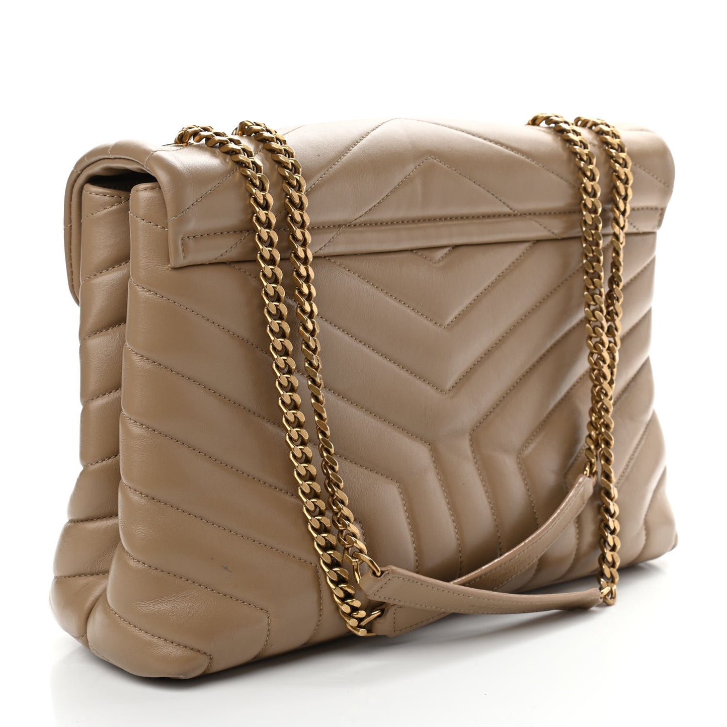 Calfskin Y Quilted Monogram Medium Loulou Chain Satchel Dark Latte