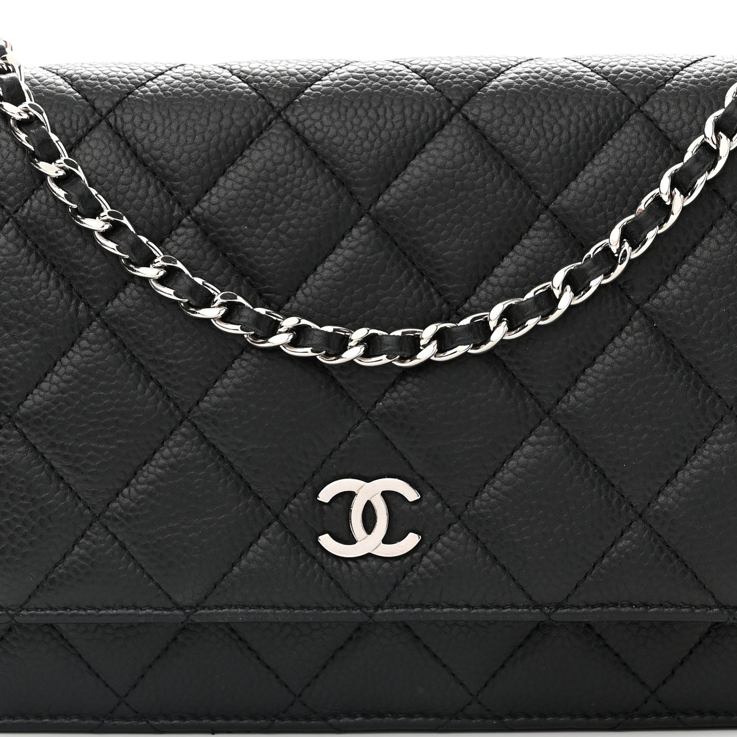 Caviar Quilted Wallet On Chain WOC Black