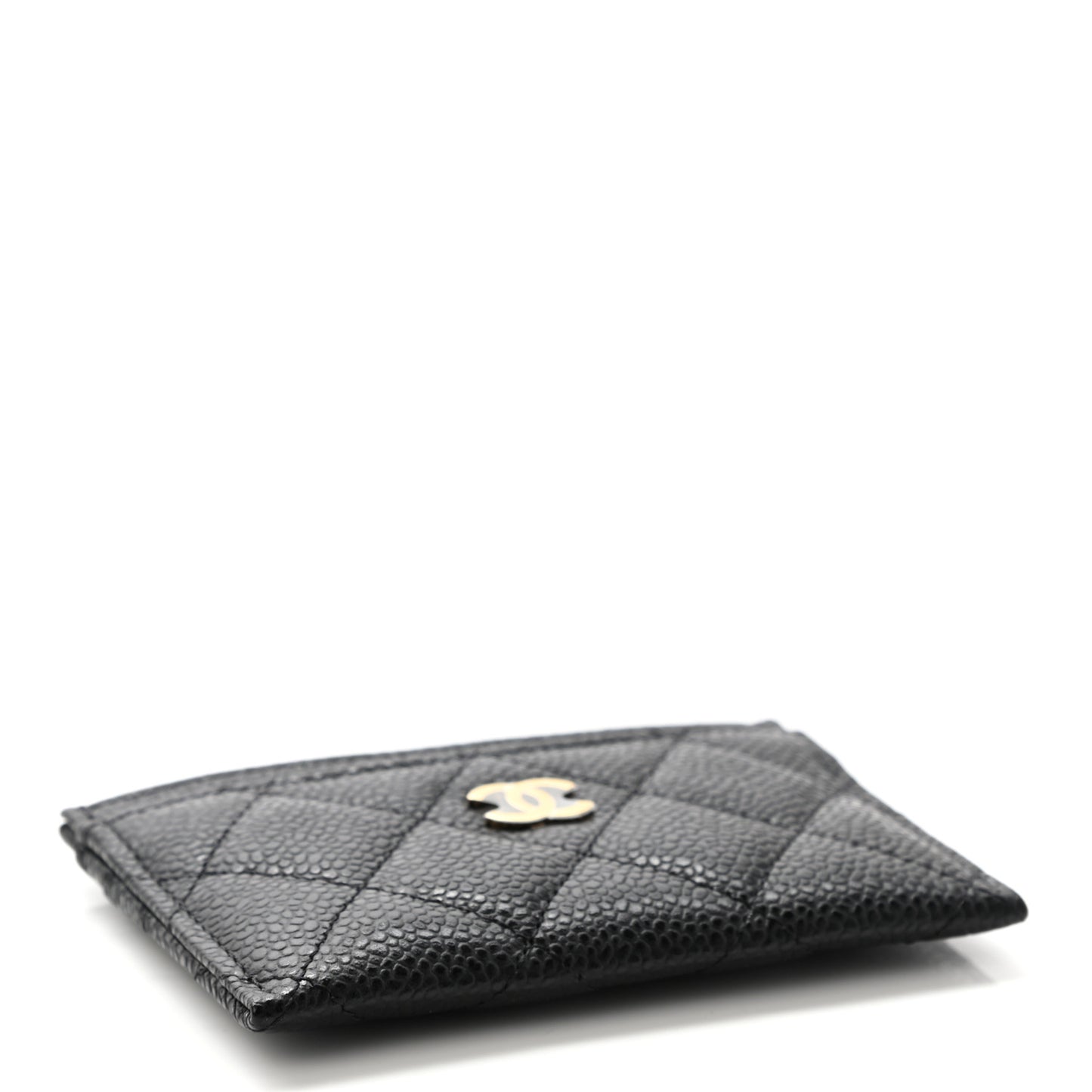 Caviar Quilted Card Holder Black