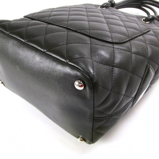 Calfskin Quilted Small Cambon Tote Black