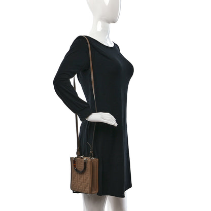 Fendi Technical Fabric Vitello Ceylon Plexiglass FF Mini Fendi Sunshine Shopper Tote Sand 2 of 8