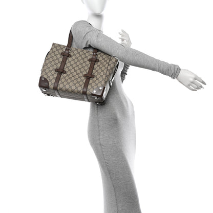 Gucci GG Supreme Monogram Textured Dollar Calfskin Small Detail Tote Beige Ebony New Acero 2 of 12
