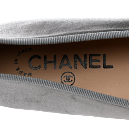 Chanel Metallic Lambskin CC Cap Toe Ballerina Flats 37 Silver 6 of 9