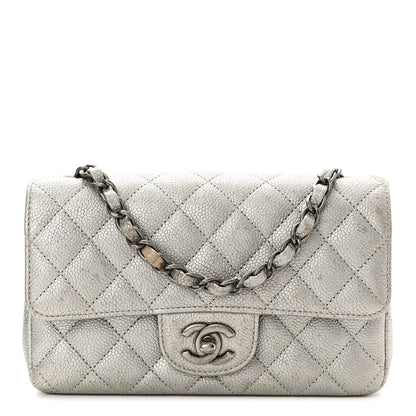 Chanel Metallic Caviar Quilted Mini Rectangular Flap Silver 1 of 12