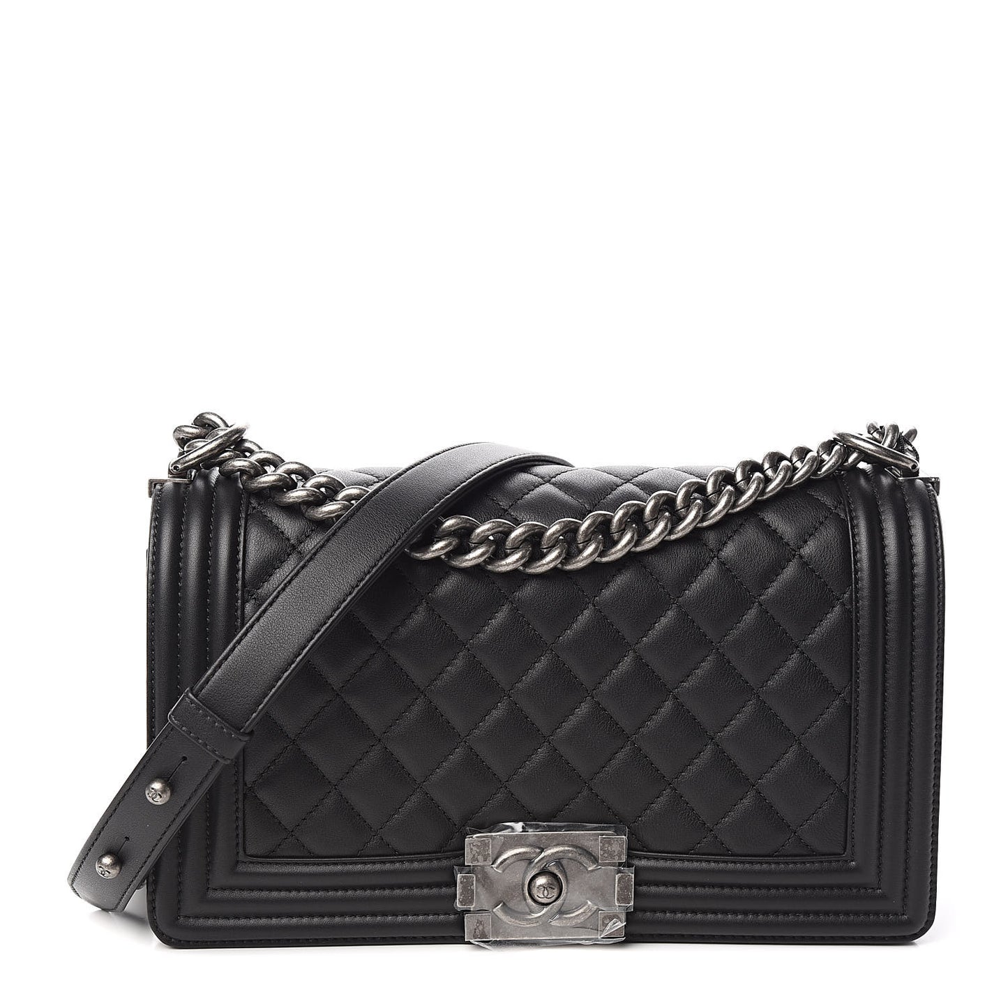 Calfskin Quilted Medium Boy Flap Black