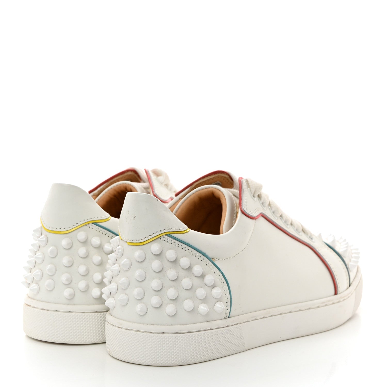 Christian Louboutin Calfskin Spikes Womens Vieira 2 Flat Sneakers 35.5 White 4 of 8
