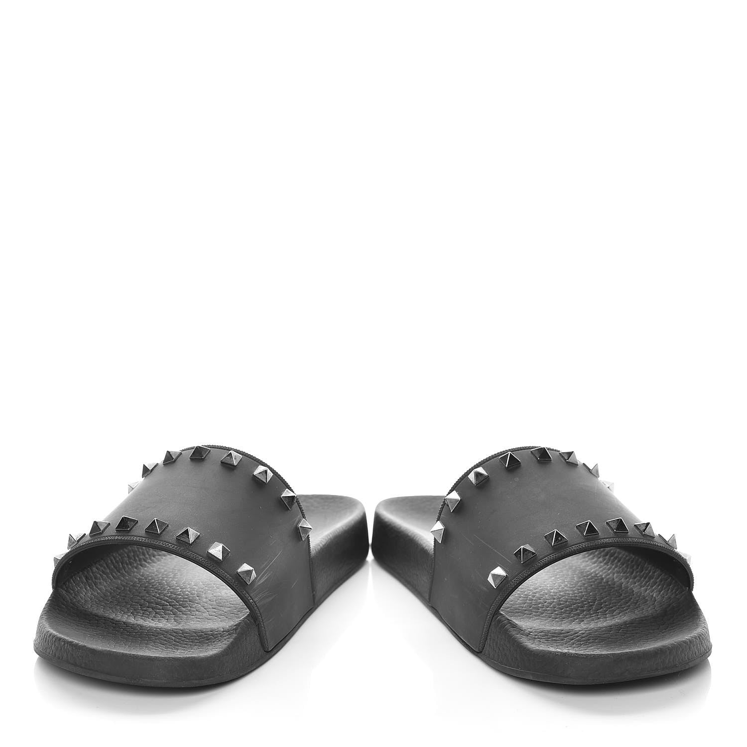 Valentino Garavani Rubber Rockstud Slide Sandals 41 Black 5 of 16